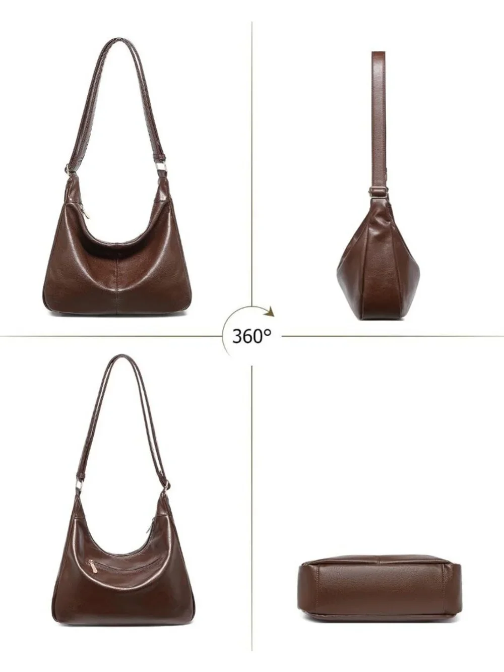Soft Vegan Leather Slouchy Hobo Bag with Mini Purse - Chic Crossbody Tote for